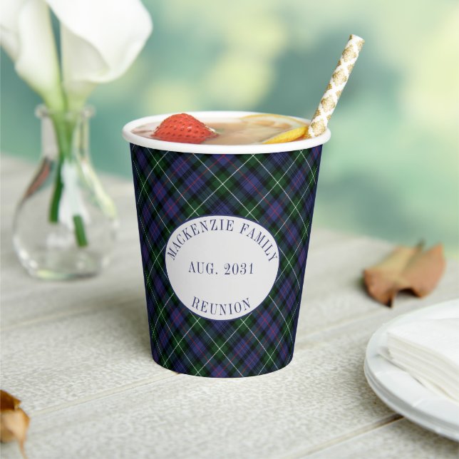 Family Reunion Clan MacKenzie Tartan Plaid Custom Paper Cups (Insitu)