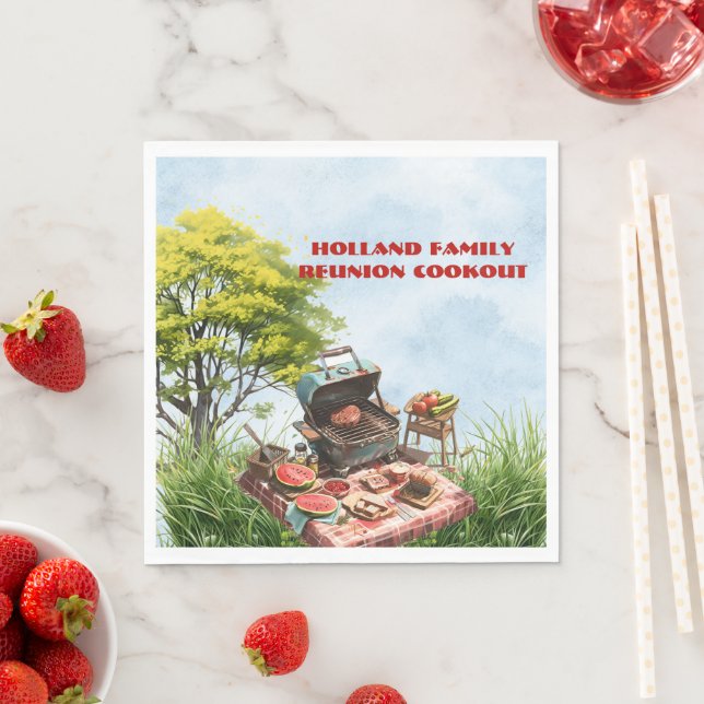 Family Reunion Cookout In the park Paper Napkin (Insitu)
