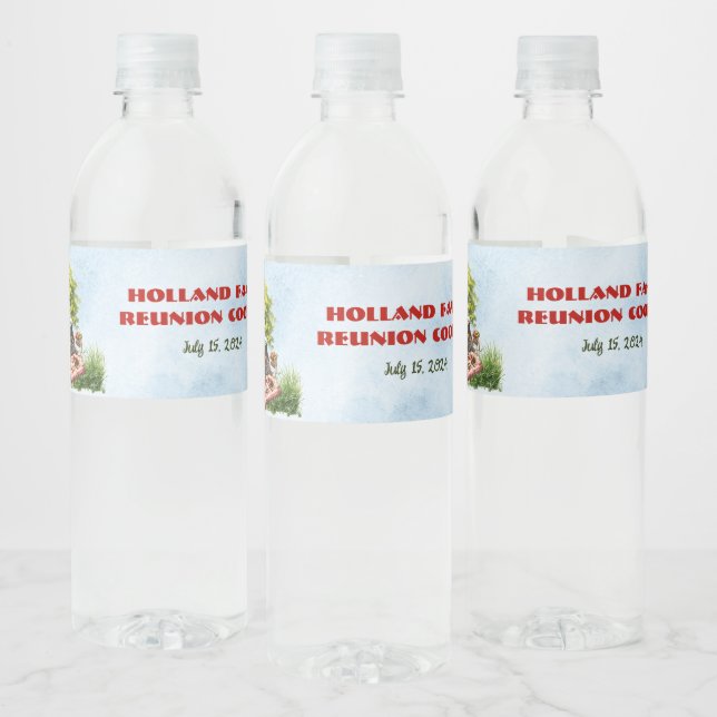 Family Reunion Cookout In the Park Water Bottle Label (Bottles)