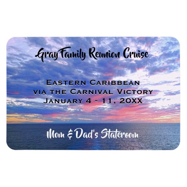 Family Reunion Cruise Cabin Marker Ocean Sunset Magnet (Horizontal)