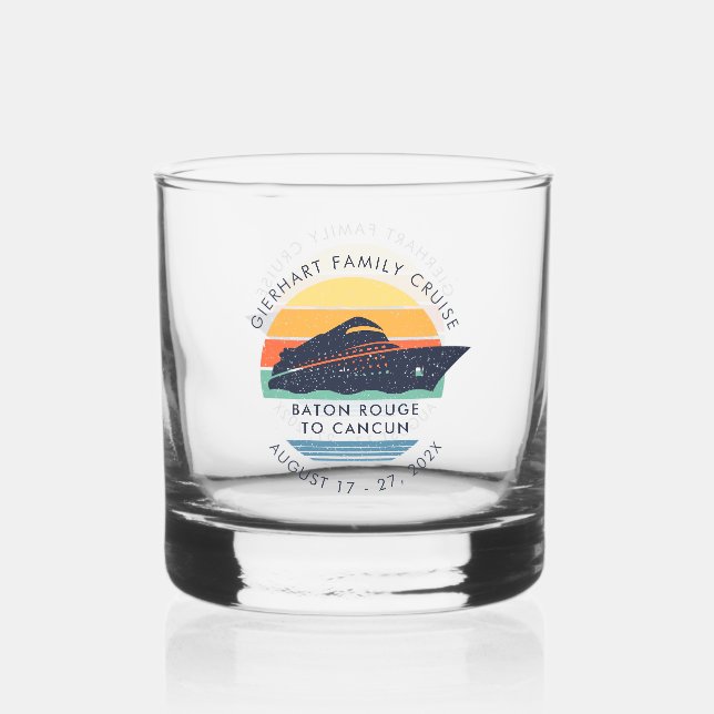 Family Reunion Cruise Custom Trip Keepsake Whiskey Glass (Front)
