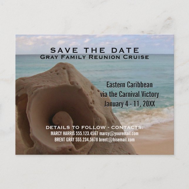 Family Reunion Cruise | Save the Date Beach Announcement Postcard (Front)