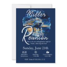 Family Reunion Cruise Ship Blue & White Invitation