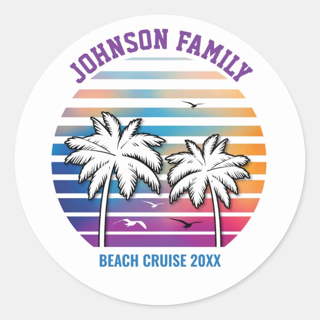 Family Reunion Custom Cruise Vacation Classic Round Sticker (Front)