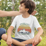 Family Reunion Custom Fall Retreat Sunset Kids T-Shirt<br><div class="desc">Cool custom family reunion kids t-shirts for an autumn get-together with cousins, aunts, uncles, and grandparents. Order matching children's tees for the whole crew with your last name and year in green surrounding the beautiful fall sunset image over the mountains and trees. Great personalised group camping trip shirts for everyone....</div>