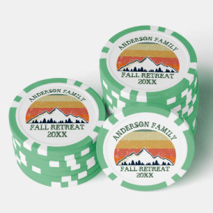 Family Reunion Custom Fall Retreat Sunset Monogram Poker Chips
