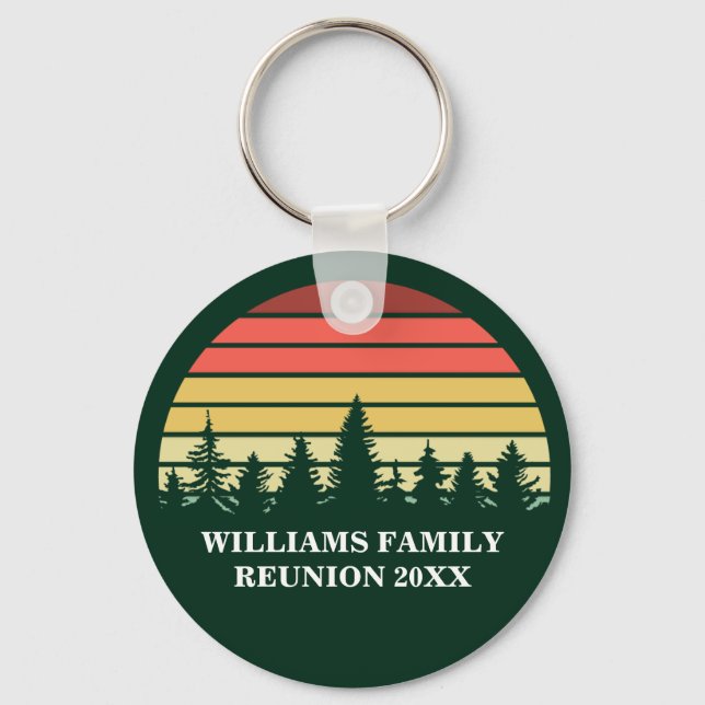 Family Reunion Custom Forest Camping Trip Sunset Key Ring (Front)