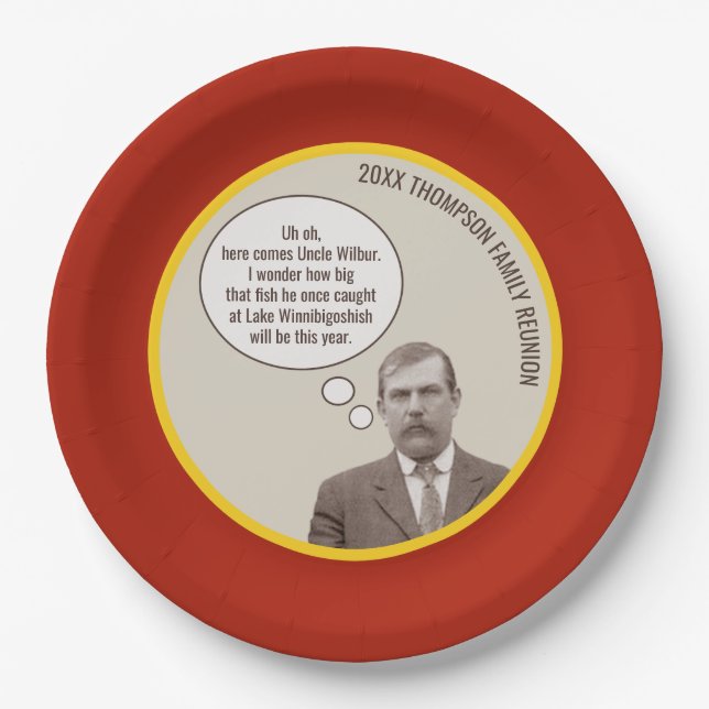 Family Reunion | Custom Funny Vintage Photo Paper Plate (Front)