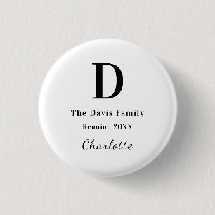 Family reunion custom monogram name year   3 cm round badge