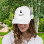 Family reunion custom monogram name year trucker hat<br><div class="desc">Personalise and add your monogram letter,  family name,  and family reunion year.  Grey coloured letters. 
This cap is also available in our store with 3 photos in addition to the monogram.</div>