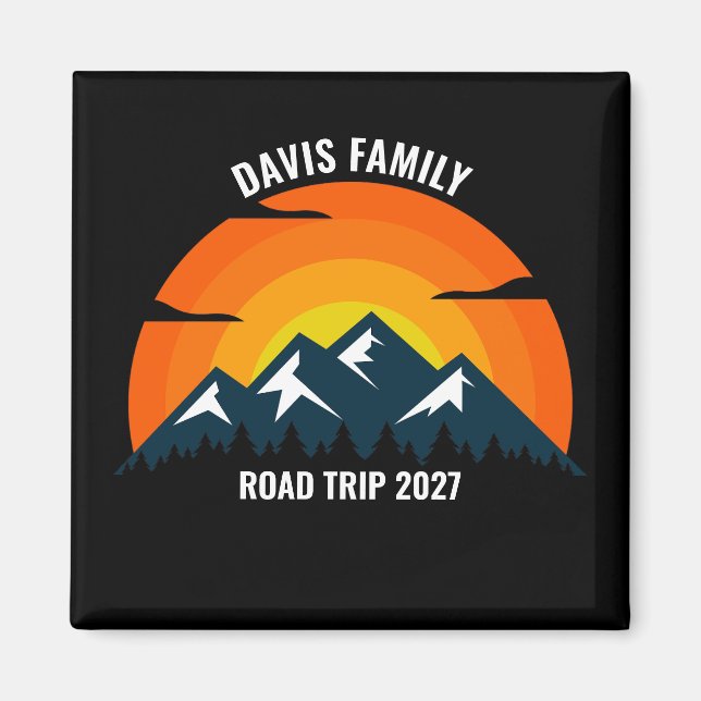 Family Reunion Custom Sunset Mountain Road Trip Magnet (Front)