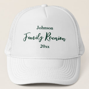 Family Reunion Dark Green White Name Year Template Trucker Hat