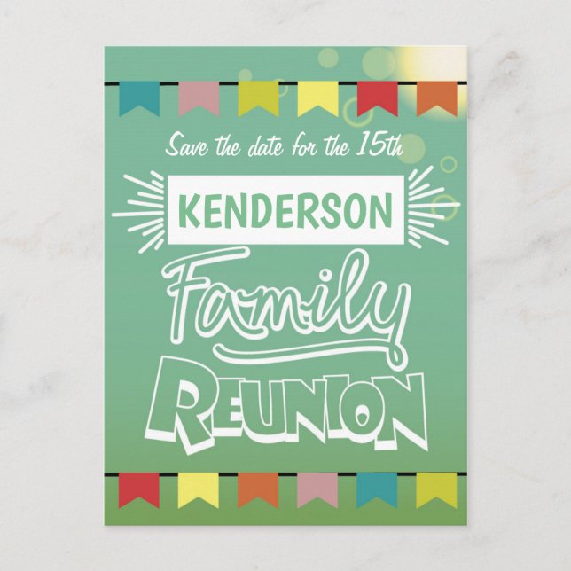 Family reunion design announcement postcard (Front)