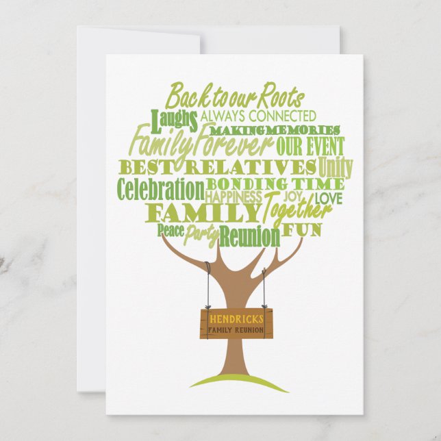 Family Reunion design with tree element Invitation (Front)