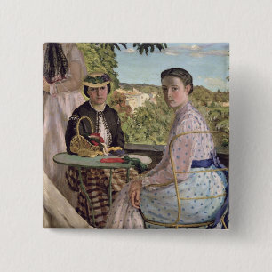 Family Reunion, detail of two women, 1867 15 Cm Square Badge