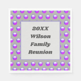 Family Reunion Dinner Purple Modern Polka Dot Napkin