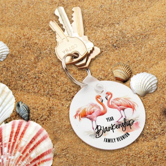 Family Reunion Double Flamingo Annual Keepsake  Key Ring (A keepsake keychain from the family reunion is a sweet and easy way to keep the memories alive. )
