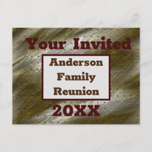 Family Reunion Elegant Golden Abstract Invitation Postcard