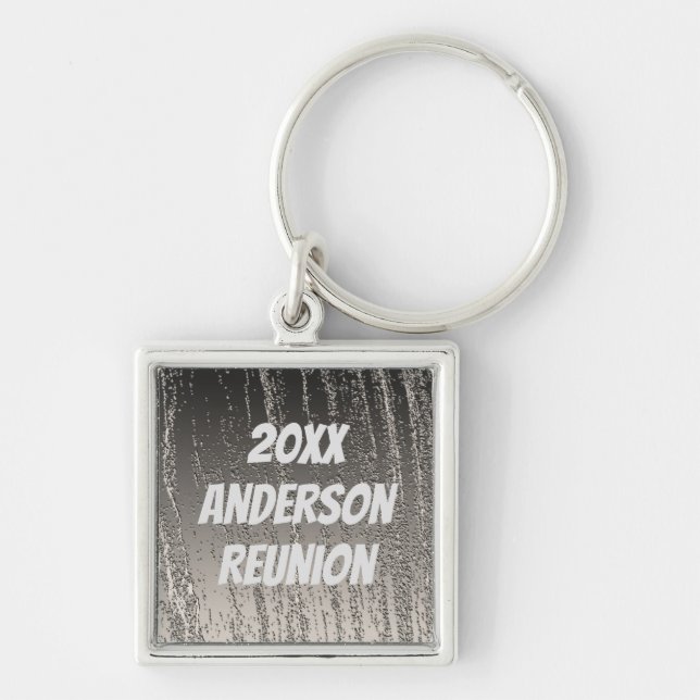 Family Reunion Elegant Silver Stripes Keepsake Key Ring (Front)