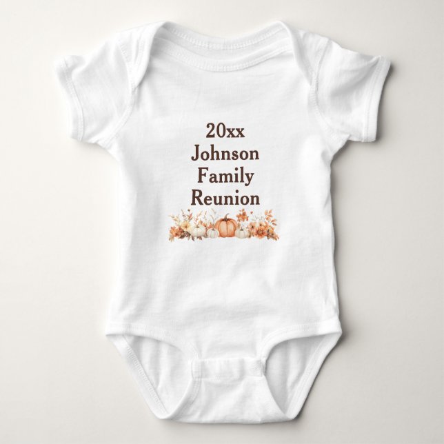 Family Reunion Fall Autumn Thanksgiving Invitation Baby Bodysuit (Front)