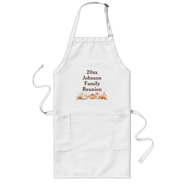Family Reunion Fall Autumn Thanksgiving Invitation Long Apron (Front)