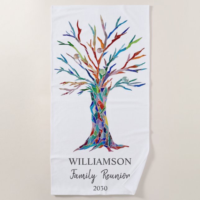 Family Reunion Family Tree Beach Towel (Front)