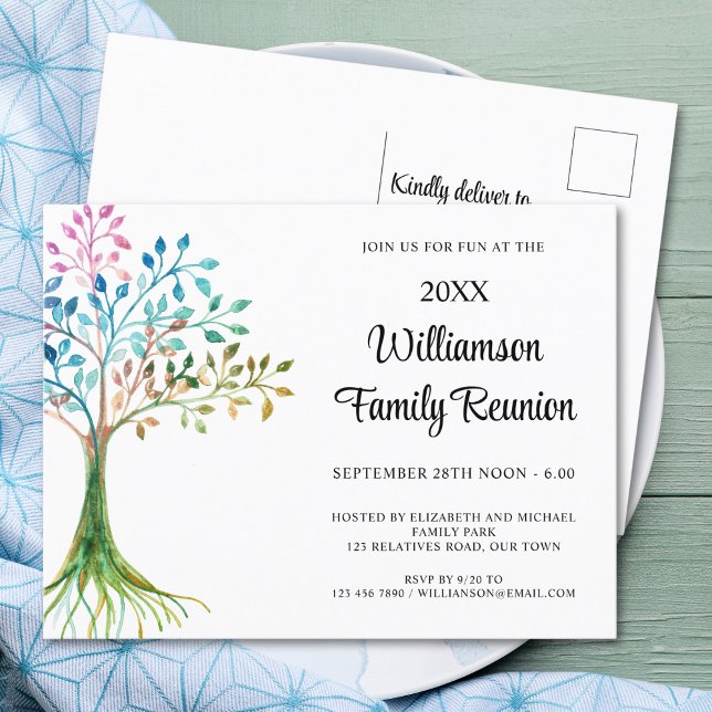 Family Reunion Family Tree  Invitation Postcard (Creator Uploaded)