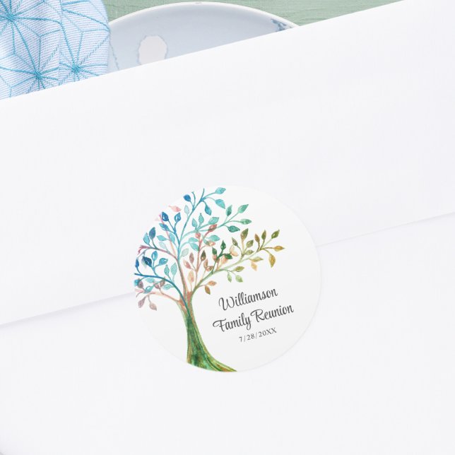 Family Reunion Family Tree Personalised Classic Round Sticker (Creator Uploaded)