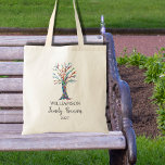 Family Reunion Family Tree  Tote Bag<br><div class="desc">These Family Reunion Tote Bags are decorated with a mosaic family tree in the colours of the rainbow.
Customise them with your family name and the year.
Because we create our own artwork you won't find this exact image from other designers.
Original Mosaic and Watercolor © Michele Davies.</div>