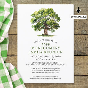 Family Reunion Family Tree Watercolor Invitation