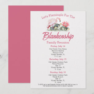 Family Reunion Flamingo Art Three Day Event Custom Invitation