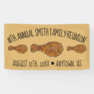 Family Reunion Fried Chicken Leg Drumstick Picnic Banner