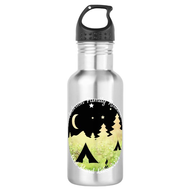 Family reunion fully customisable camping  532 ml water bottle (Front)