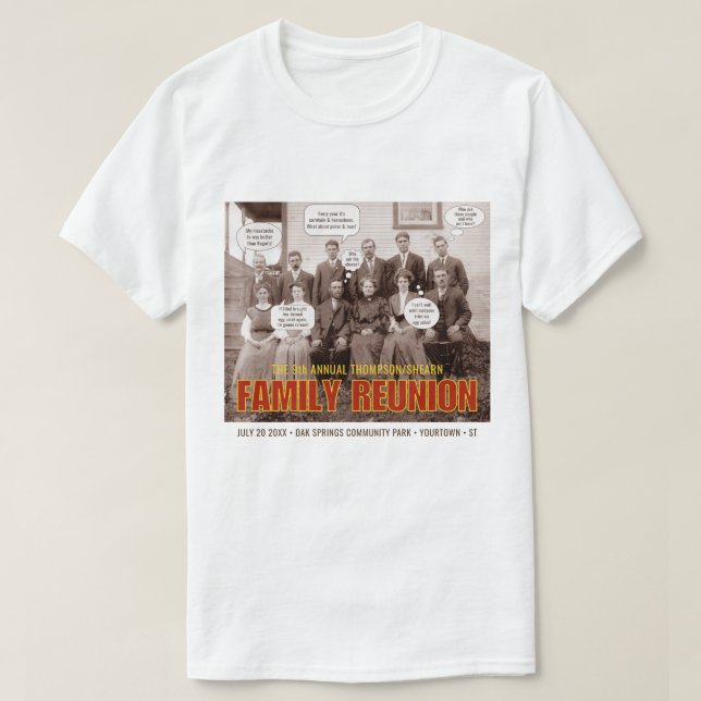 Family Reunion | Funny Ancestors Custom Text T-Shirt (Design Front)
