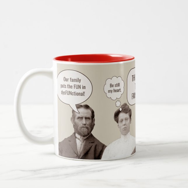 Family Reunion | Funny Antique Photo Custom Two-Tone Coffee Mug (Left)