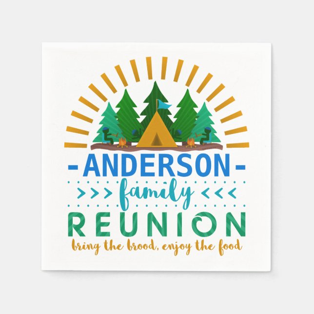 Family Reunion Funny Camping Party | Custom Name Napkin (Front)