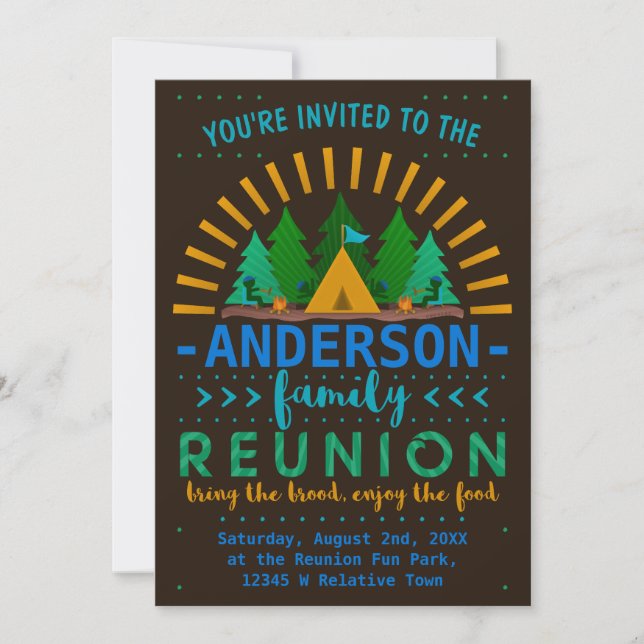 Family Reunion Funny Camping Summer Party Invitation (Front)