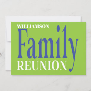 Family Reunion Gathering Bold Modern Blue Green Invitation
