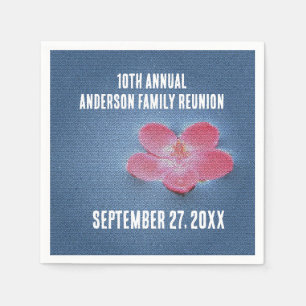 Family Reunion Gathering Floating Pink Flower Napkin