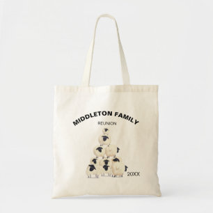 Family Reunion Gathering Fun Sheep Black White Tote Bag