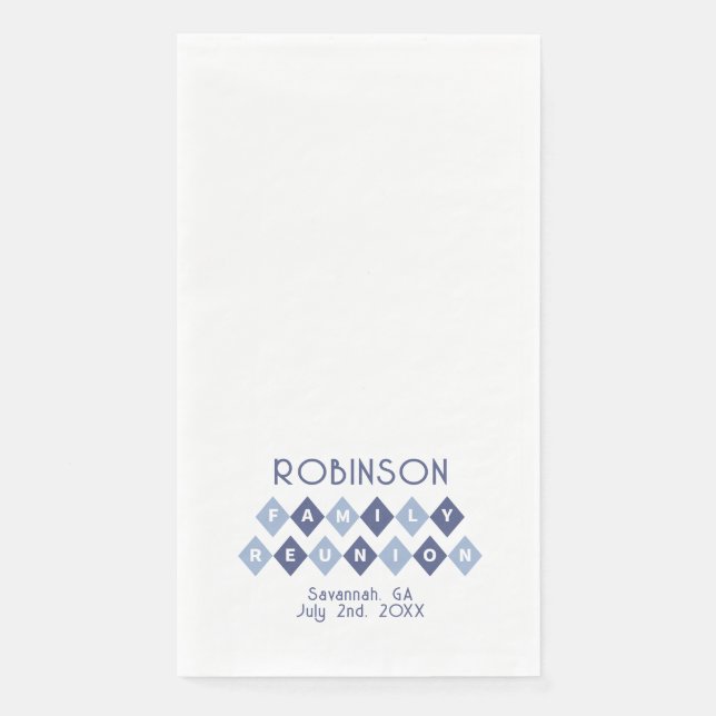 Family Reunion Gathering Modern Blue Picnic Party Napkin (Front)