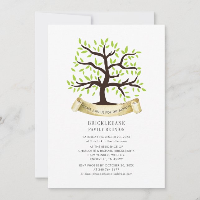 Family Reunion Genealogy Tree Annual Event Invitation (Front)