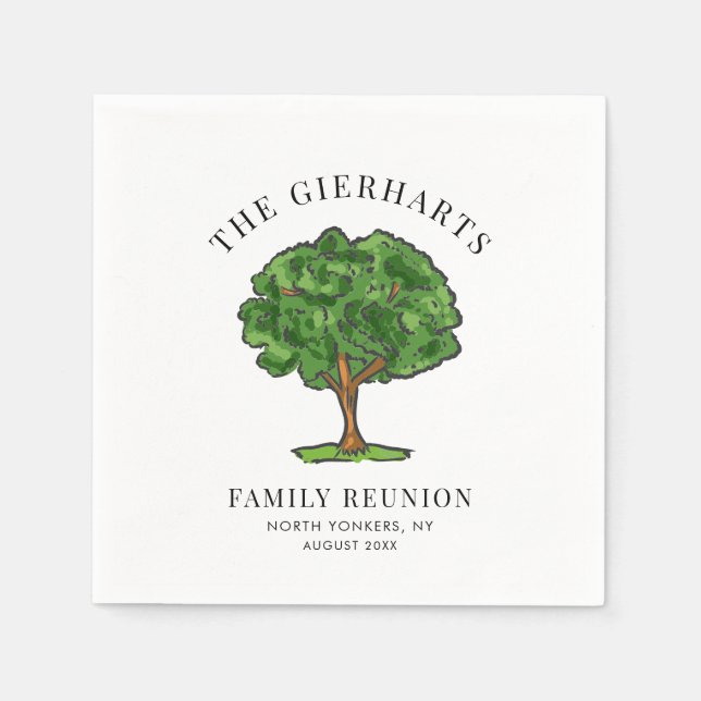 Family Reunion Genealogy Tree Cousins Party Paper Napkin (Front)