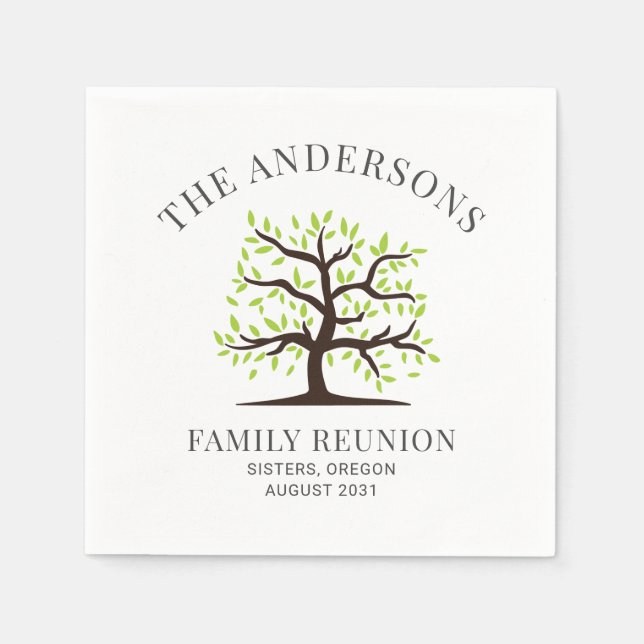 Family Reunion Genealogy Tree Custom Paper Napkin (Front)