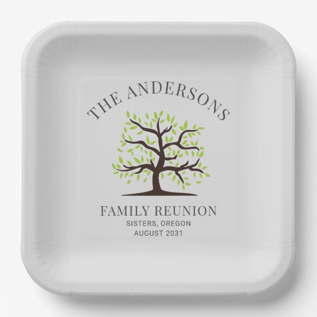 Family Reunion Genealogy Tree Custom Paper Plate (Front)