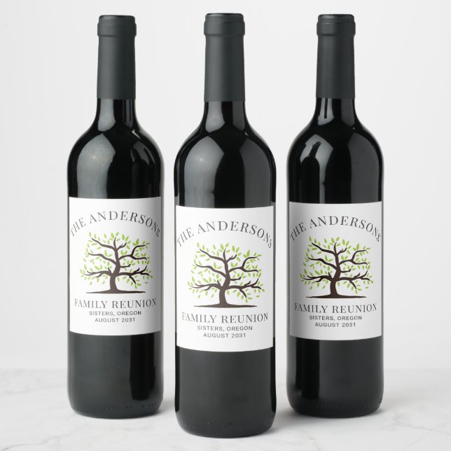 Family Reunion Genealogy Tree Custom Wine Label (Bottles)