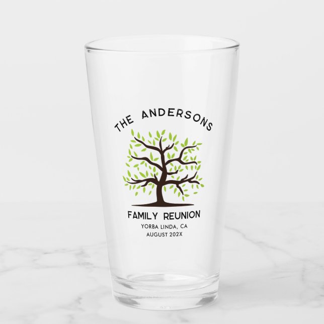 Family Reunion Genealogy Tree Party Custom Glass (Front)