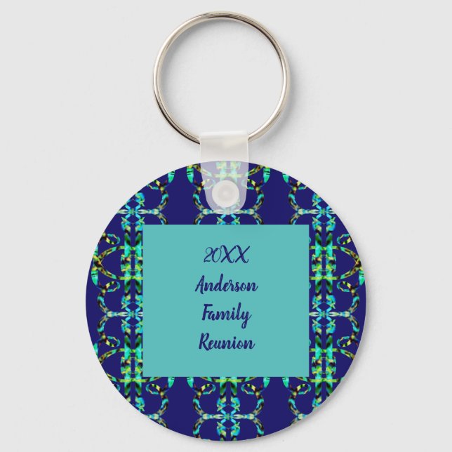 Family Reunion Geometric Tie-dye Yearly Gathering Key Ring (Front)
