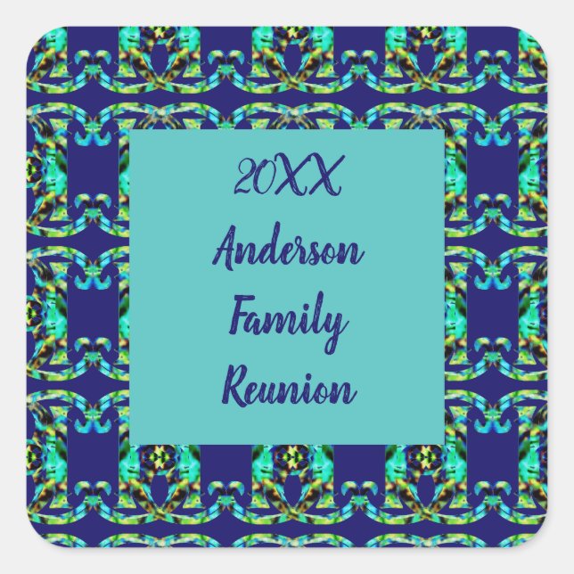 Family Reunion Geometric Tie-dye Yearly Gathering Square Sticker (Front)