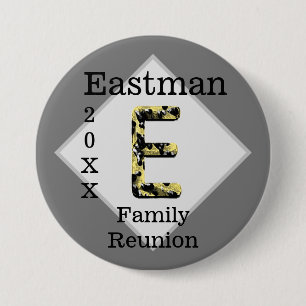 Family Reunion Gold Black Letter E Monogram 7.5 Cm Round Badge